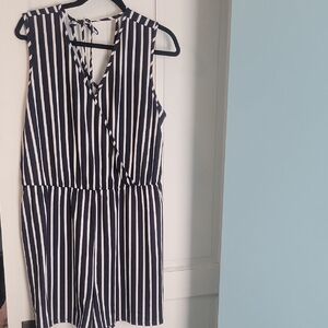 Maurices Navy and White Striped Romper